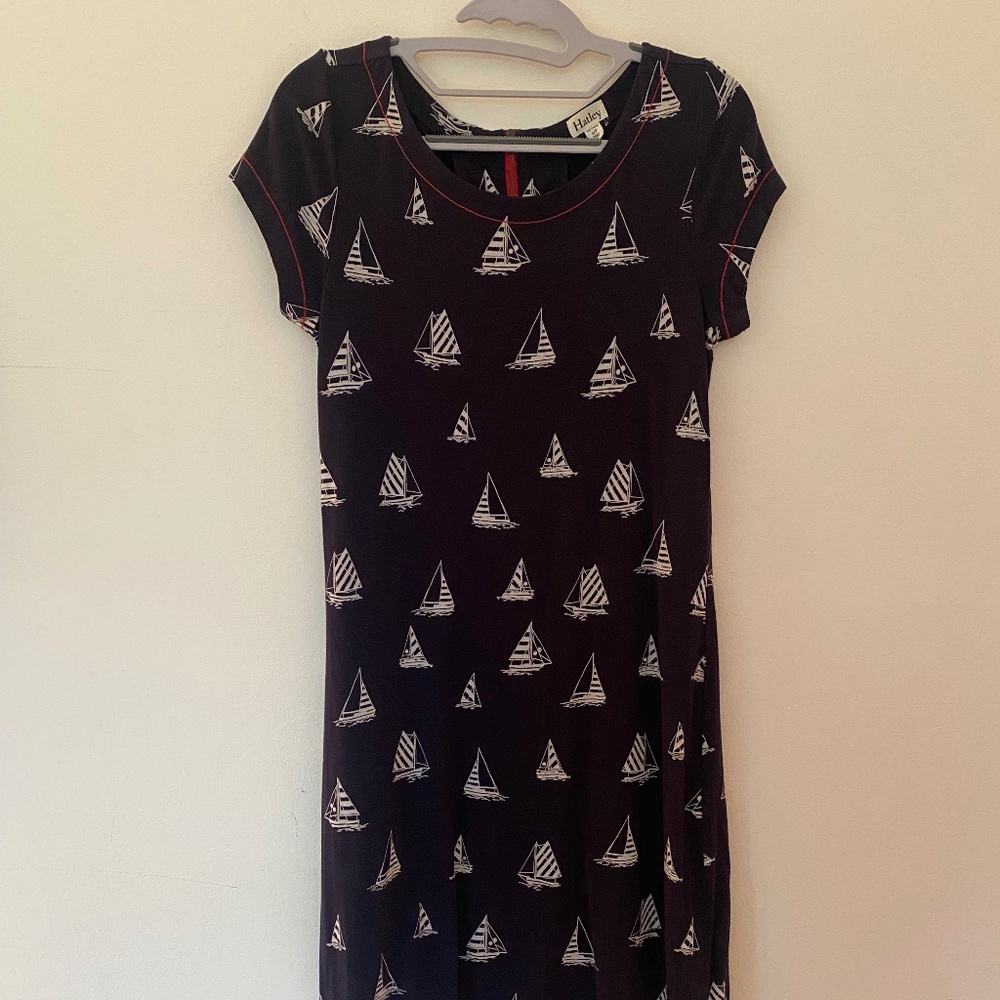 Hatley navy blue sailboat dress, small/petite